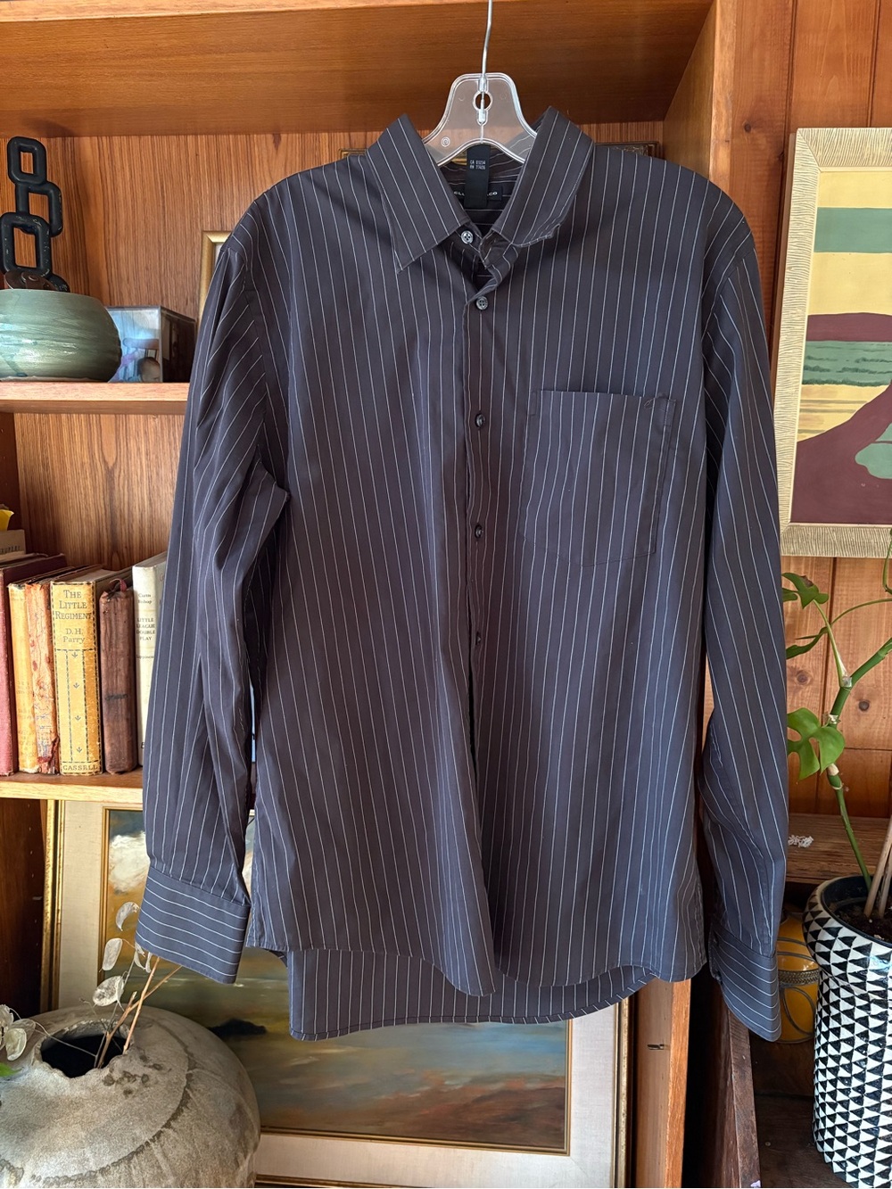 Y2K Vintage Club Monaco Pin Stripe Button Down L